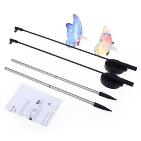 2PCS SOLAR POWERED RGB LED FIBER OPTIC BUTTERFLY LIGHT OUTDOOR COLOR-CHANGING LAWN LAMP (C