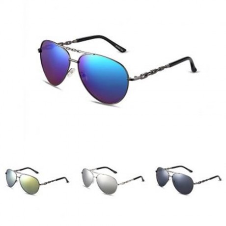 STYLISH LADIES COLOR COATED FROG MIRROR METAL FRAME SUNGLASSES (#4)