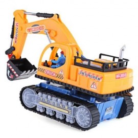 FLASHING WHEEL MUSICAL EXCAVATOR BUILDER MACHINE CAR TOY FOR CHILDREN (EARTHY)
