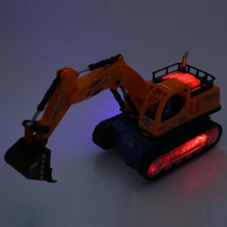 FLASHING WHEEL MUSICAL EXCAVATOR BUILDER MACHINE CAR TOY FOR CHILDREN (EARTHY)