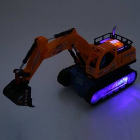 FLASHING WHEEL MUSICAL EXCAVATOR BUILDER MACHINE CAR TOY FOR CHILDREN (EARTHY)