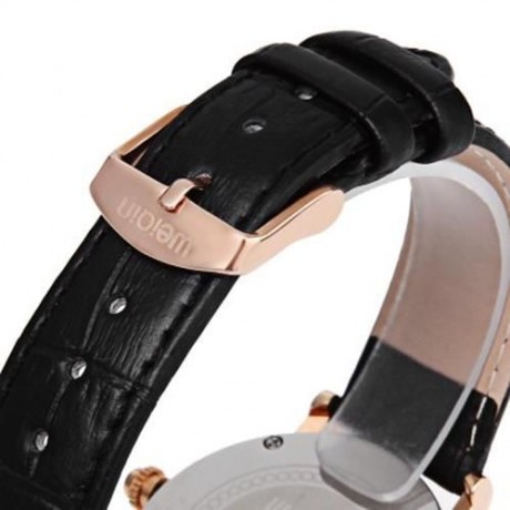 WEIQIN W4812E FEMALE QUARTZ WATCH  ARTIFICIAL DIAMOND DIAL GENUINE LEATHER STRAP WATER RES