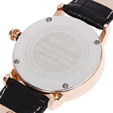WEIQIN W4812E FEMALE QUARTZ WATCH  ARTIFICIAL DIAMOND DIAL GENUINE LEATHER STRAP WATER RES