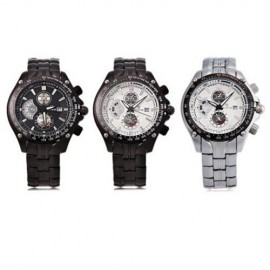 SKONE 7384BG MEN QUARTZ WATCH DATE DISPLAY DECORATIVE SUB-DIALS STAINLESS STEEL BAND WRIST