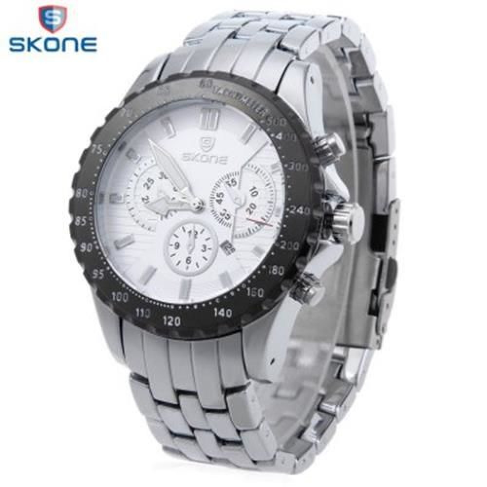 SKONE 7389BG MALE QUARTZ WATCH THREE SUB-DIALS DATE LUMINOUS DISPLAY WRISTWATCH (#4)