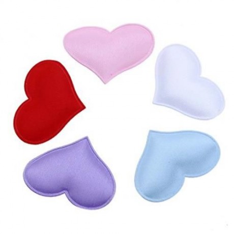 1000PCS PADDED FABRIC HEART APPLIQUE FOR WEDDING PARTY DECORATION SCRAPBOOK HAIR CRAFT (WH