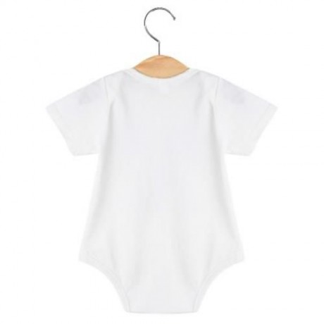 CUTE LETTER PRINTED ROUND NECK SHORT SLEEVE BABIES ROMPERS (WHITE)
