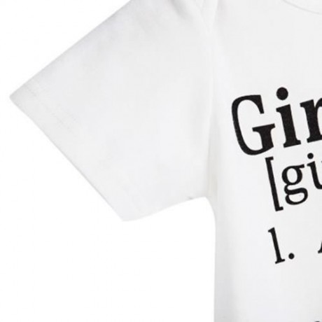 CUTE LETTER PRINTED ROUND NECK SHORT SLEEVE BABIES ROMPERS (WHITE)