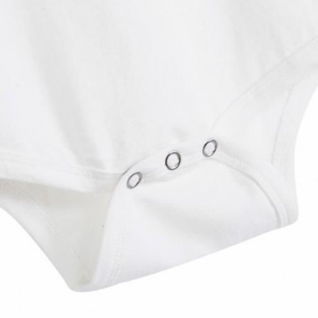 CUTE LETTER PRINTED ROUND NECK SHORT SLEEVE BABIES ROMPERS (WHITE)