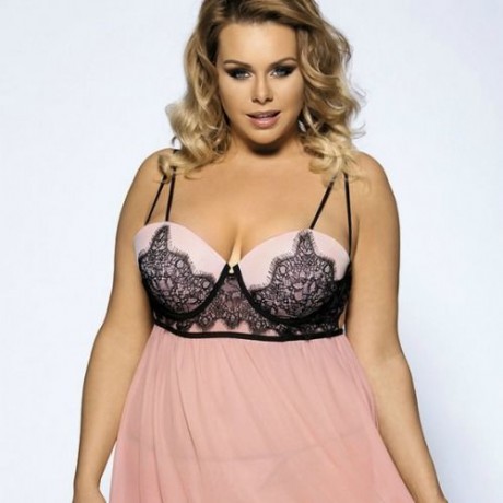 PLUS SIZE LINGERIE / BABYDOLL (BEIGE, SIZE XL)