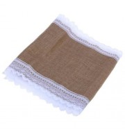 BURLAP LACE HESSIAN TABLE CLOTH NATURAL JUTE WEDDING FESTIVAL DECORATION CRAFTS (EARTHY)
