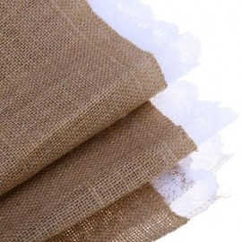 BURLAP LACE HESSIAN TABLE CLOTH NATURAL JUTE WEDDING FESTIVAL DECORATION CRAFTS (EARTHY)