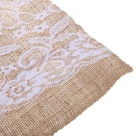 BURLAP LACE HESSIAN TABLE RUNNER NATURAL JUTE WEDDING FESTIVAL DECORATION CRAFTS (EARTHY)