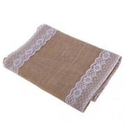 BURLAP LACE HESSIAN TABLE RUNNER NATURAL JUTE WEDDING FESTIVAL DECORATION (EARTHY)