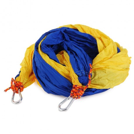 PORTABLE PARACHUTE NYLON FABRIC HAMMOCK (BLUE AND YELLOW)