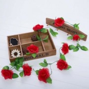 FASHIONABLE DECORATION FLOWERS VINE GARLAND WREATHS BOUQUET LEAF HOUSEHOLD ACCESSORY (RED)