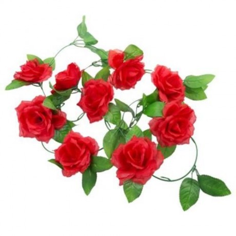 FASHIONABLE DECORATION FLOWERS VINE GARLAND WREATHS BOUQUET LEAF HOUSEHOLD ACCESSORY (RED)