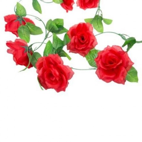 FASHIONABLE DECORATION FLOWERS VINE GARLAND WREATHS BOUQUET LEAF HOUSEHOLD ACCESSORY (RED)