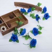 FASHIONABLE DECORATION FLOWERS VINE GARLAND WREATHS BOUQUET LEAF HOUSEHOLD ACCESSORY (BLUE