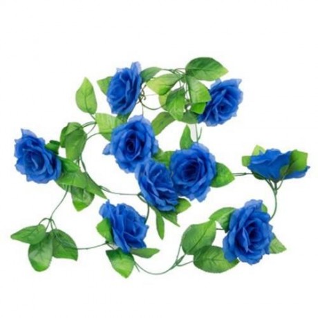 FASHIONABLE DECORATION FLOWERS VINE GARLAND WREATHS BOUQUET LEAF HOUSEHOLD ACCESSORY (BLUE