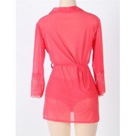 PLUS SIZE SOFT KIMONO AND CHEEKY PANTY (RED, SIZE XL/2XL/3XL)