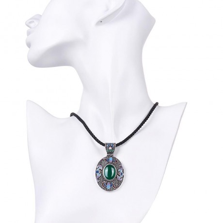 N016-C NATIONAL STYLE NECKLACE (GREEN)