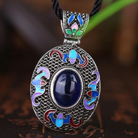 N016-A NATIONAL STYLE NECKLACE (BLUE)