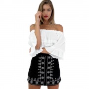 RETRO EMBROIDERY PRINT BODYCON SHEATH ZIPPER (BLACK S/M/L)