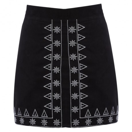 RETRO EMBROIDERY PRINT BODYCON SHEATH ZIPPER (BLACK S/M/L)