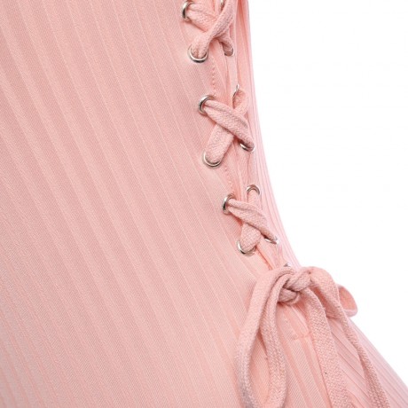 LONG SLEEVE PURE COLOR SHEATH BESIDE BANDAGE (SHALLOW PINK S/M/L)
