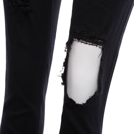 CHIC HIGH WAIST ELASTIC HOLE KNEE DESIGN SHEATH (BLACK S/M/L)