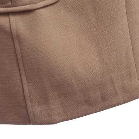 CHIC HIGH WAIST POCKET DESIGN PURE COLOR MINI DRESS WITH BELT (KHAKI S/M/L/XL/XXL)