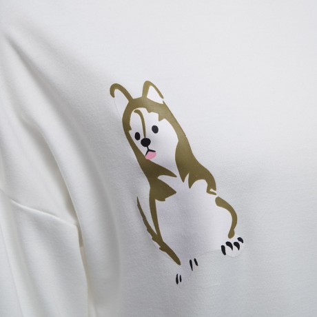 CASUAL ROUND NECK LONG SLEEVE PURE COLOR PRINT (WHITE S/M/L/XL)
