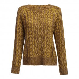 RETRO ROUND COLLAR LONG SLEEVE TWIST PATTERN (YELLOW)