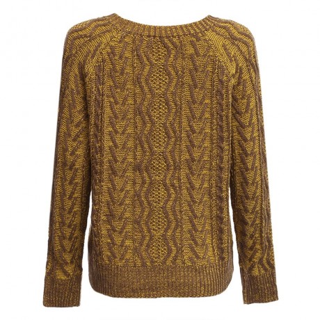 RETRO ROUND COLLAR LONG SLEEVE TWIST PATTERN (YELLOW)