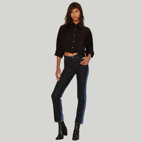TRENDY TURN-DOWN COLLAR LONG SLEEVE FRONT POCKET (BLACK S/M/L/XL)