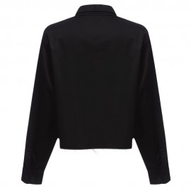 TRENDY TURN-DOWN COLLAR LONG SLEEVE FRONT POCKET (BLACK S/M/L/XL)
