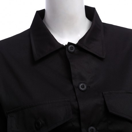 TRENDY TURN-DOWN COLLAR LONG SLEEVE FRONT POCKET (BLACK S/M/L/XL)