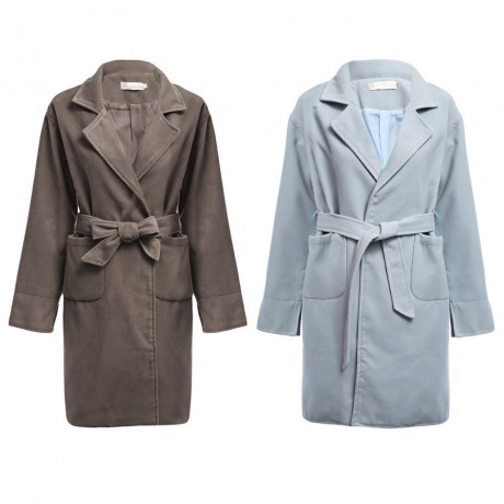 CHIC TURN-DOWN COLLAR LONG SLEEVE PURE COLOR (CAMEL S/M/L/XL)