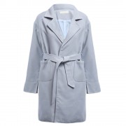 CHIC TURN-DOWN COLLAR LONG SLEEVE PURE COLOR (ICE BLUE S/M/L/XL)