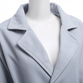 CHIC TURN-DOWN COLLAR LONG SLEEVE PURE COLOR (ICE BLUE S/M/L/XL)