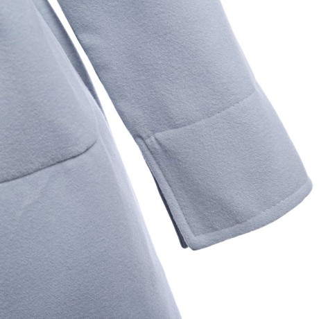CHIC TURN-DOWN COLLAR LONG SLEEVE PURE COLOR (ICE BLUE S/M/L/XL)