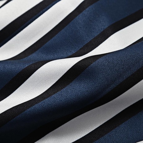 ELEGANT TURN-DOWN COLLAR LONG SLEEVE STRIPED SHEATH (WHITE AND BLUE S/M/L)