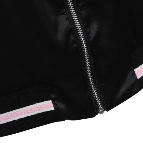 CHIC ROUND COLLAR ELASTIC SLEEVE HEM EMBROIDERY (WHITE AND BLACK S/M/L)