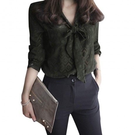 CHIC V-NECK LONG SLEEVE BELT DESIGN (ARMY GREEN S/M/L/XL/XXL)