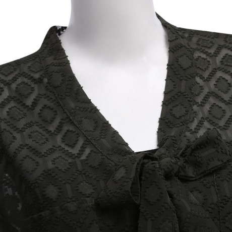 CHIC V-NECK LONG SLEEVE BELT DESIGN (ARMY GREEN S/M/L/XL/XXL)