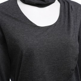 FASHION HALTER LONG SLEEVE ASYMMETRICAL (GRAY S/M/L/XL)