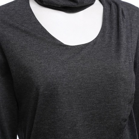 FASHION HALTER LONG SLEEVE ASYMMETRICAL (GRAY S/M/L/XL)