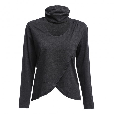 FASHION HALTER LONG SLEEVE ASYMMETRICAL (GRAY S/M/L/XL)