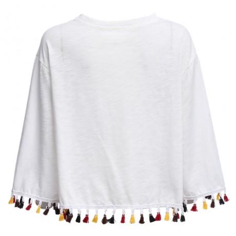 SWEET ROUND COLLAR LONG SLEEVE COLORFUL TASSELS (WHITE S/M/L/XL)